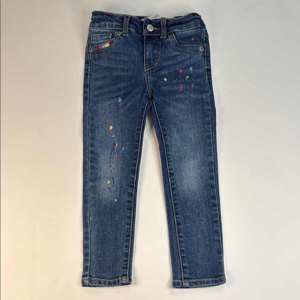 Levi's Girls' 710 Super Skinny Paint Splatter Blue‎ Jeans Size 4